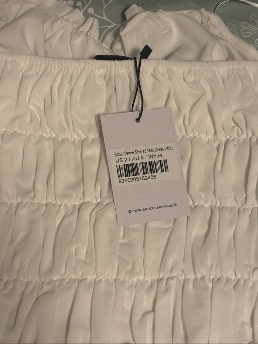 Princess Polly White Smocked Halter Mini Dress with Ruffle Hem. Never Worn - Picture 2 of 3